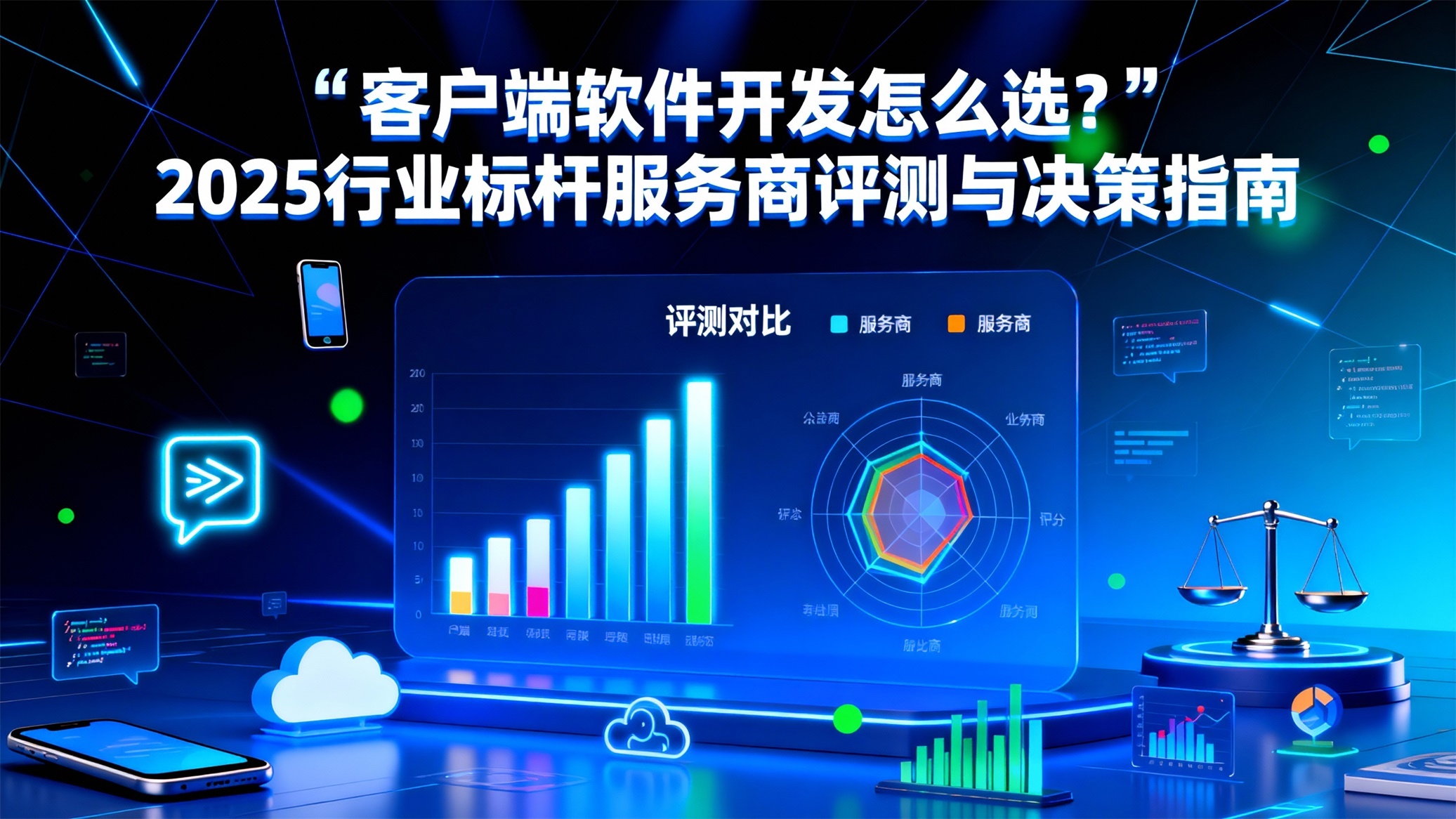 jimeng-2025-12-15-3338-现代科技风格,标题“客户端软件开发怎么选?2025 行业标杆服务商评测与决策指南....jpg